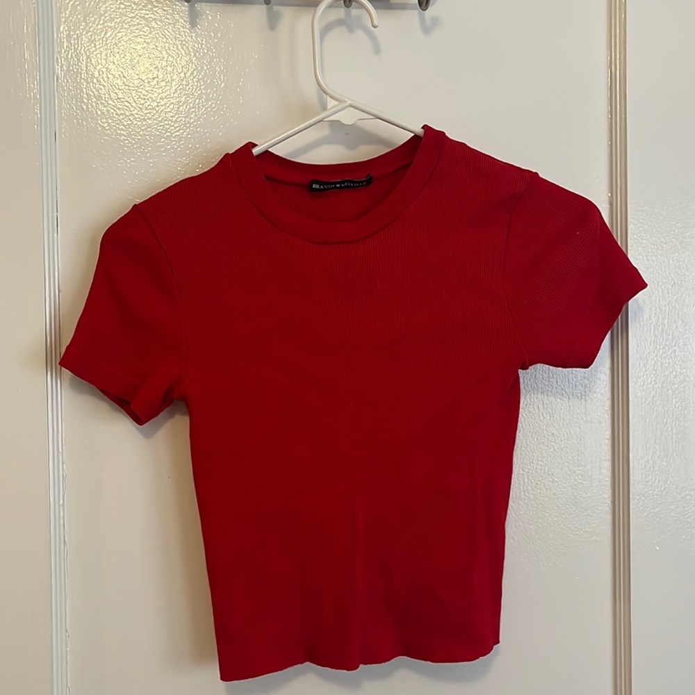 Red Crop Top Tee Brandy Melville